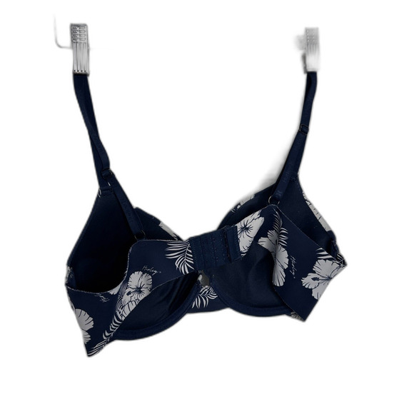 Hurley 36C Bra - Blue Hibiscus Print, Nylon/Elastane, Padded, Underwire Support - Picture 3 of 4